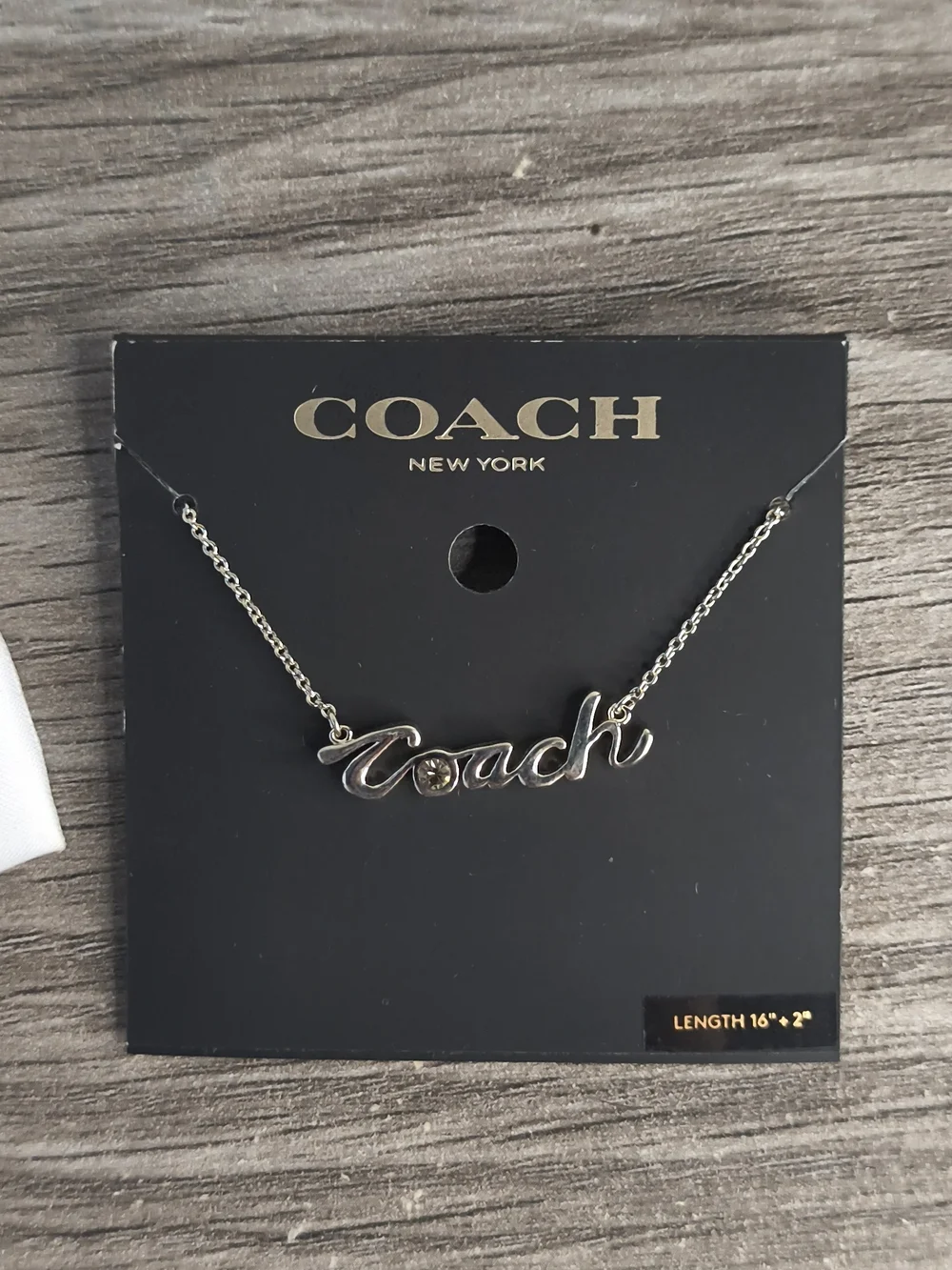 Coach Gold Script Necklace with Coach Dust Bag